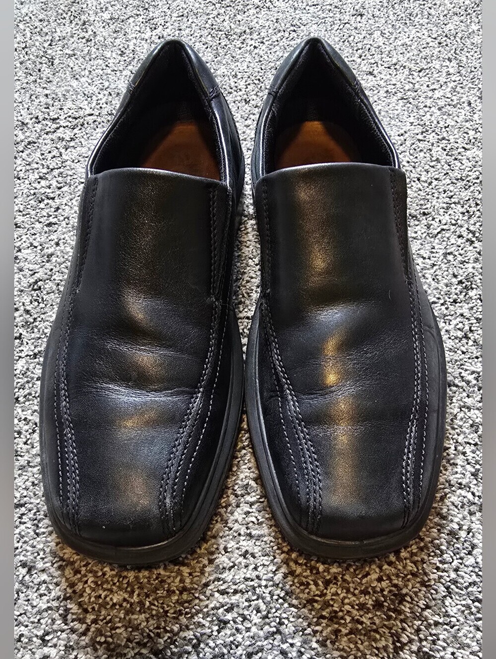 ECCO Men's Helsinki Leather Apron Toe Slip On Dress Shoes Black EU 41/US 7-7.5